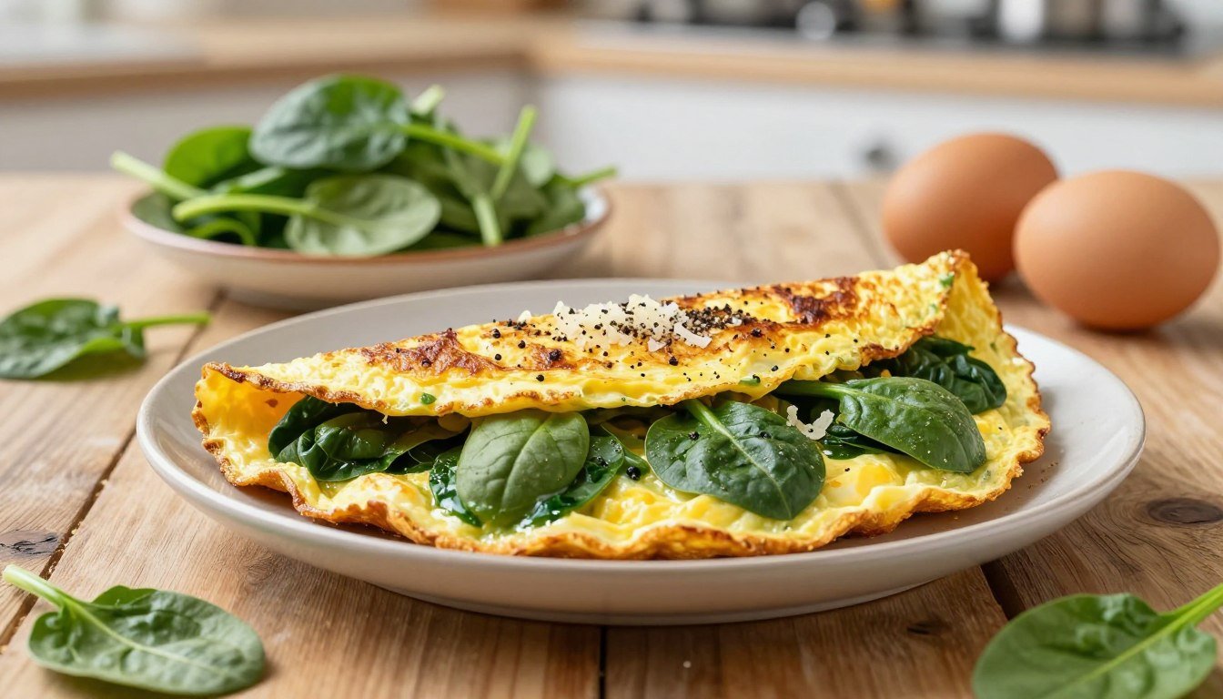 Omelete de claras com espinafre: Foco em proteína magra