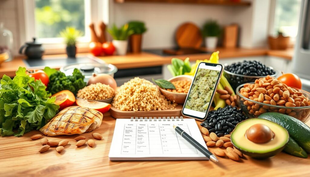 alimentação rica em proteínas e planejamento de cardápio